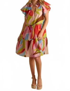 NEW DOUBLE A dayna tiered mini dress in moderne mod